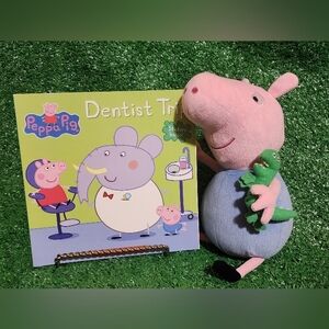 Peppa Pig Dentist Trip Book and Plush George by Ty Set!!!! EUC!!